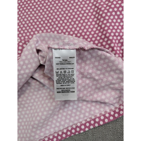 Ted Baker Golf Polo Shirt Mens 6 (XXL) Red White Polka Dot Herringbone Stretch - Picture 7 of 7